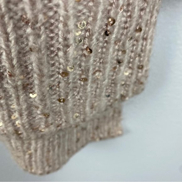 NYDJ Sequin Oversized Ntral Sweater XS Cream Pink Cameo - Picture 9 of 13